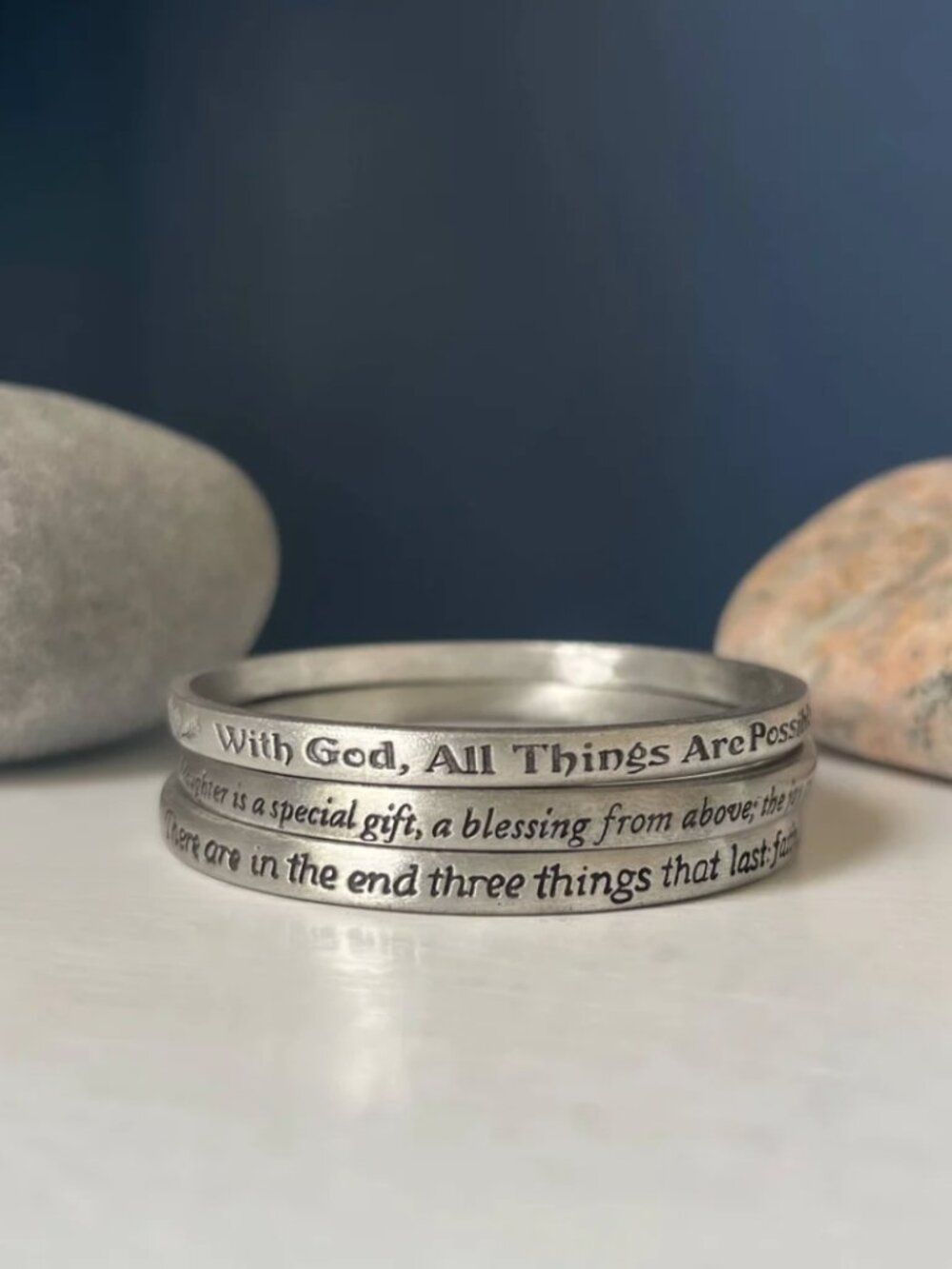 Inspirational Message Pewter Bracelets Bangle - DAUGHTER